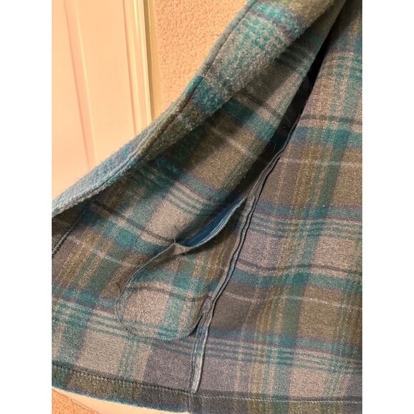 Rachel Zoe Open Front Wool Blend Green Plaid Jacket SZ L - Picture 6 of 11